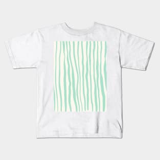 Vertical retro wavy lines - pastel turquoise Kids T-Shirt